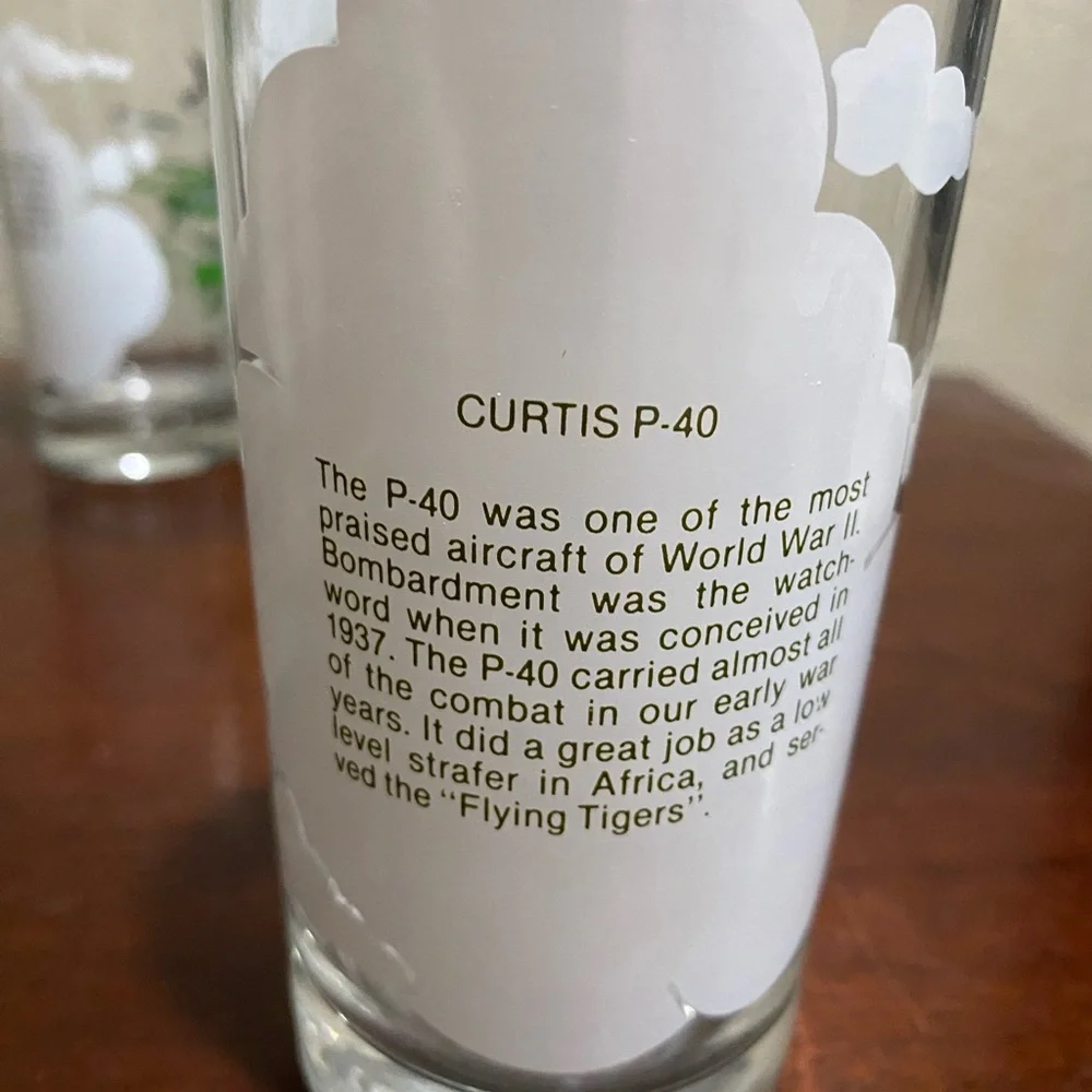 Collectable,Set of 6, Aviation Drinking Glasses, with Designs of Fighter Planes - Picture 9 of 14